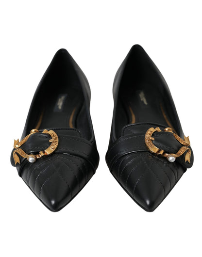  - Black Devotion Leather Pointy Flats Shoes