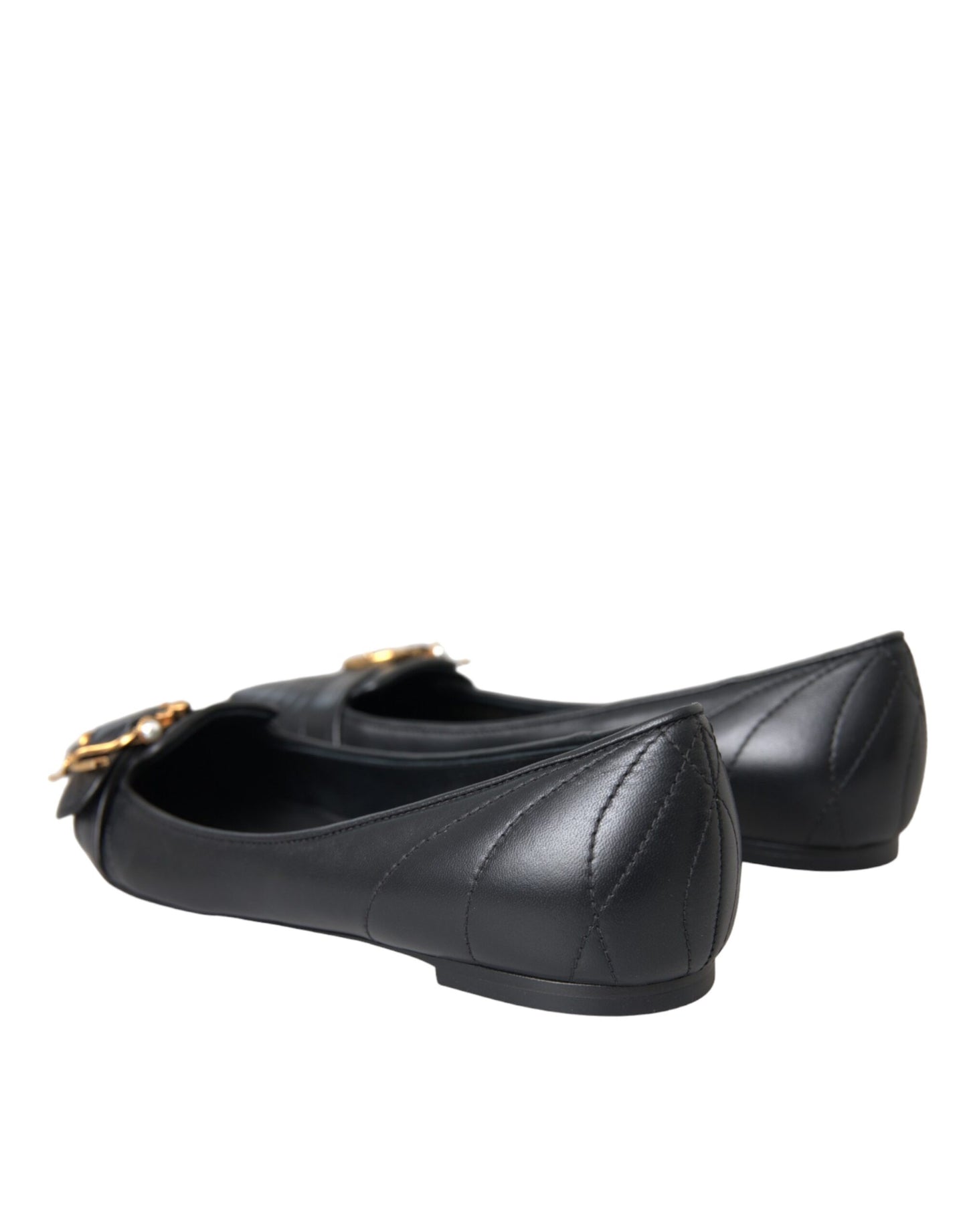  - Black Devotion Leather Pointy Flats Shoes