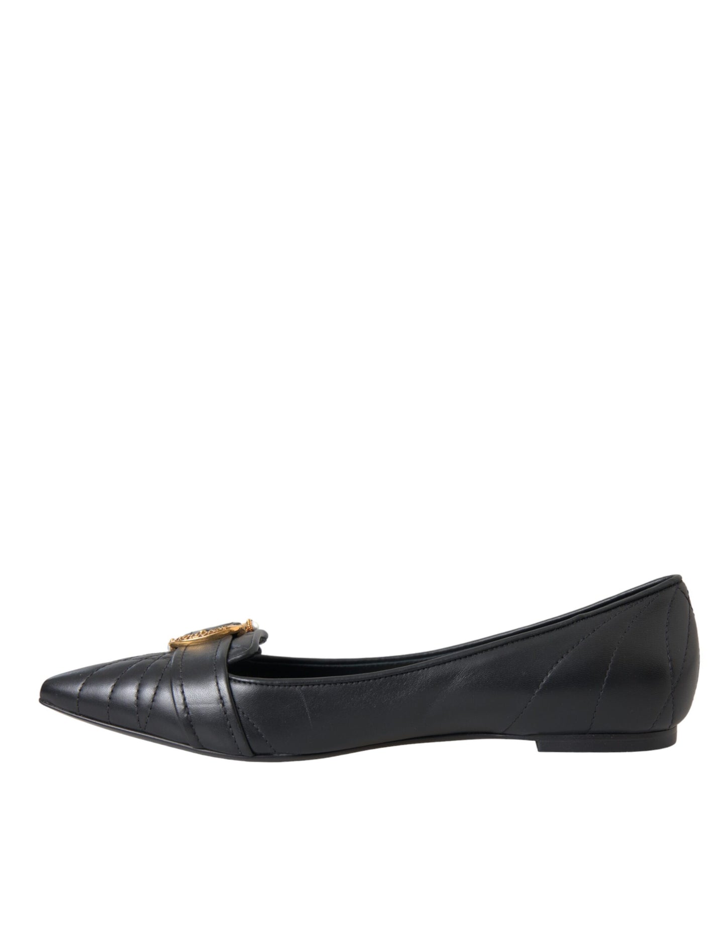  - Black Devotion Leather Pointy Flats Shoes