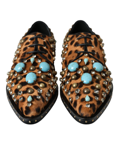  - Brown Leopard Hair Crystal Dress Broque Shoes