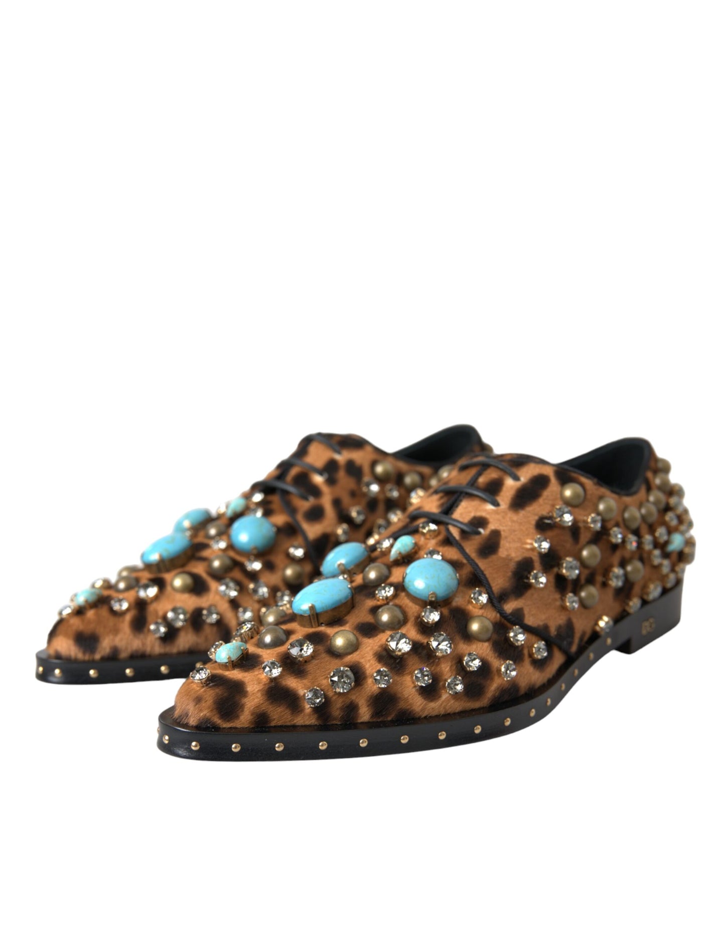  - Brown Leopard Hair Crystal Dress Broque Shoes