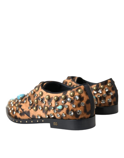  - Brown Leopard Hair Crystal Dress Broque Shoes