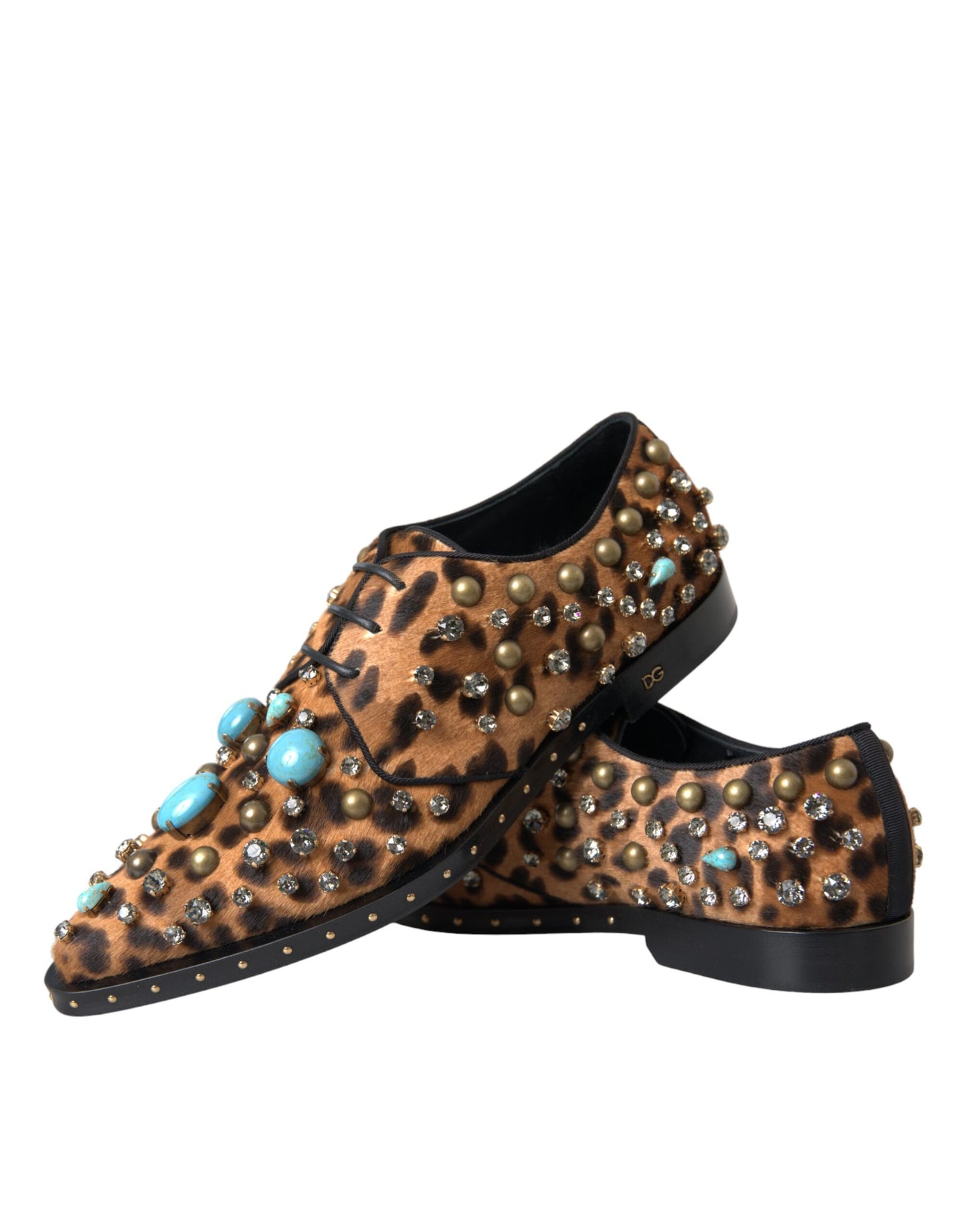  - Brown Leopard Hair Crystal Dress Broque Shoes