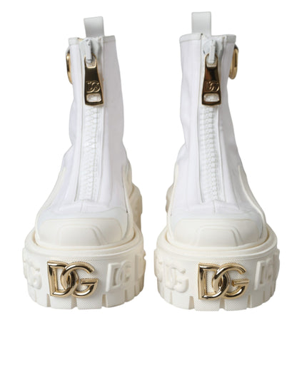  - White Leather Rubber Logo Ankle Boots Shoes