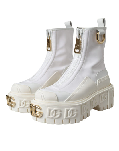  - White Leather Rubber Logo Ankle Boots Shoes