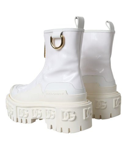  - White Leather Rubber Logo Ankle Boots Shoes