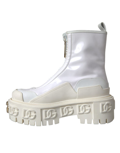  - White Leather Rubber Logo Ankle Boots Shoes