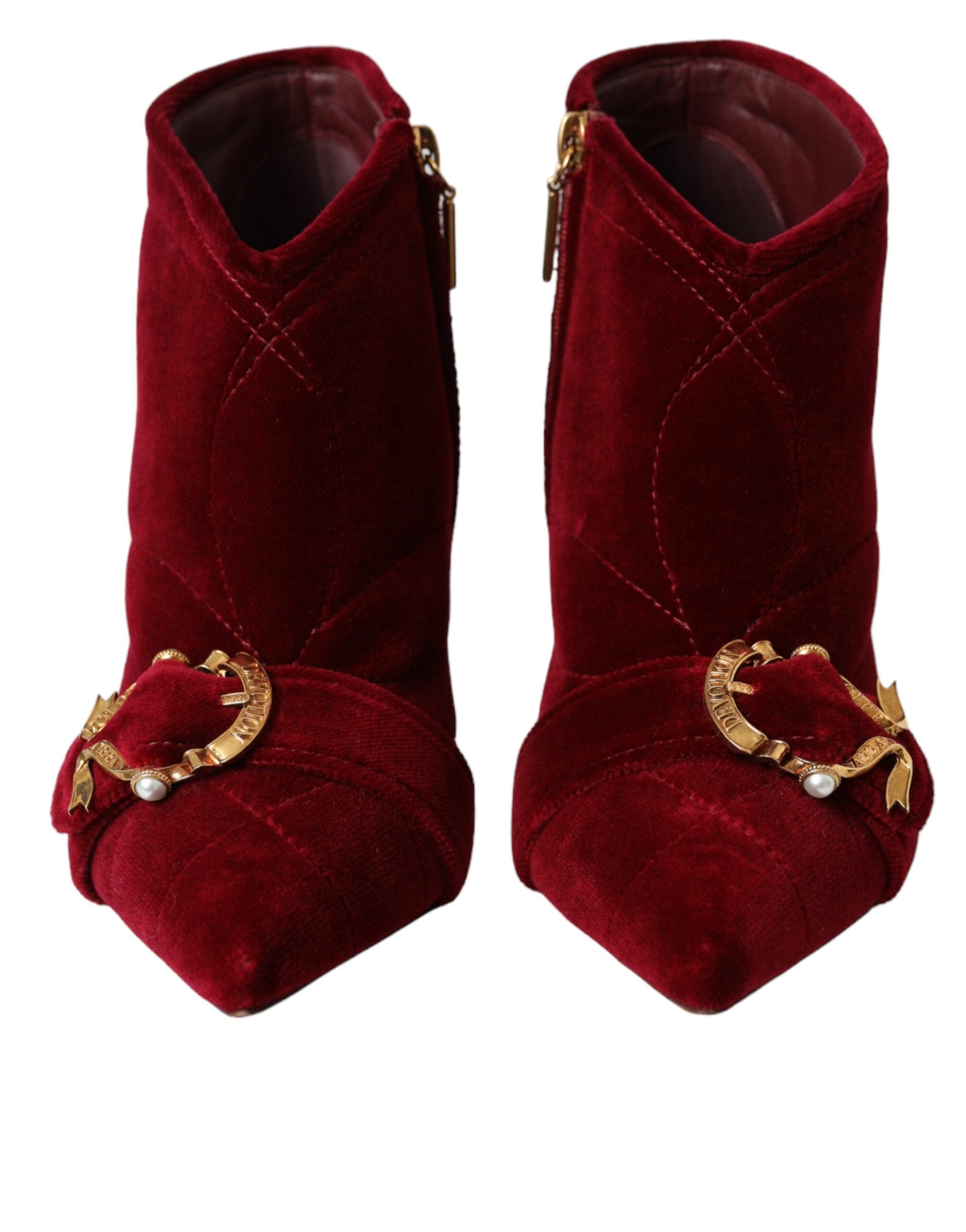 Devotion Buckle Booties in Dark Red Velvet