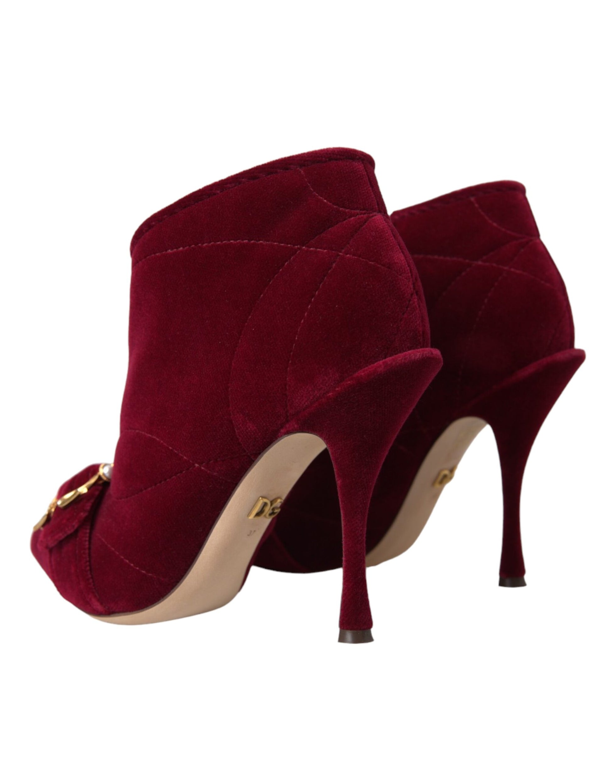 Devotion Buckle Booties in Dark Red Velvet