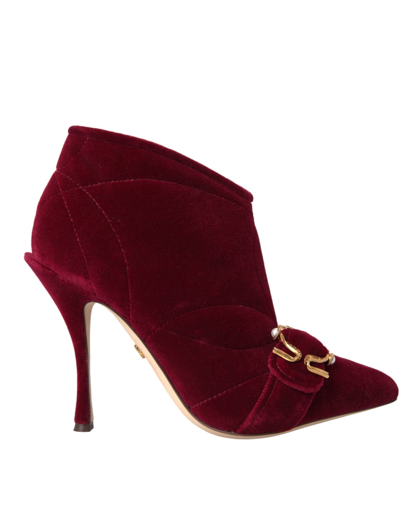 Devotion Buckle Booties in Dark Red Velvet