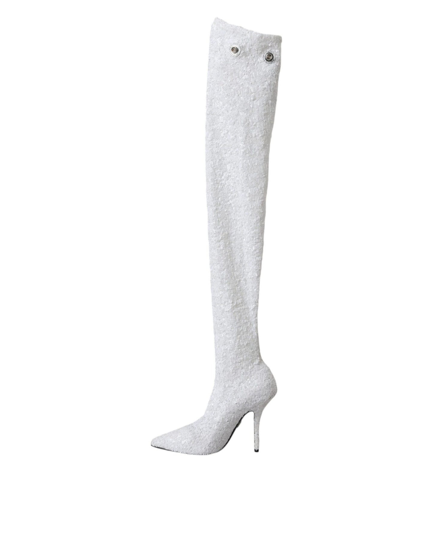  - White Heels Stiletto Knee High Boots Shoes