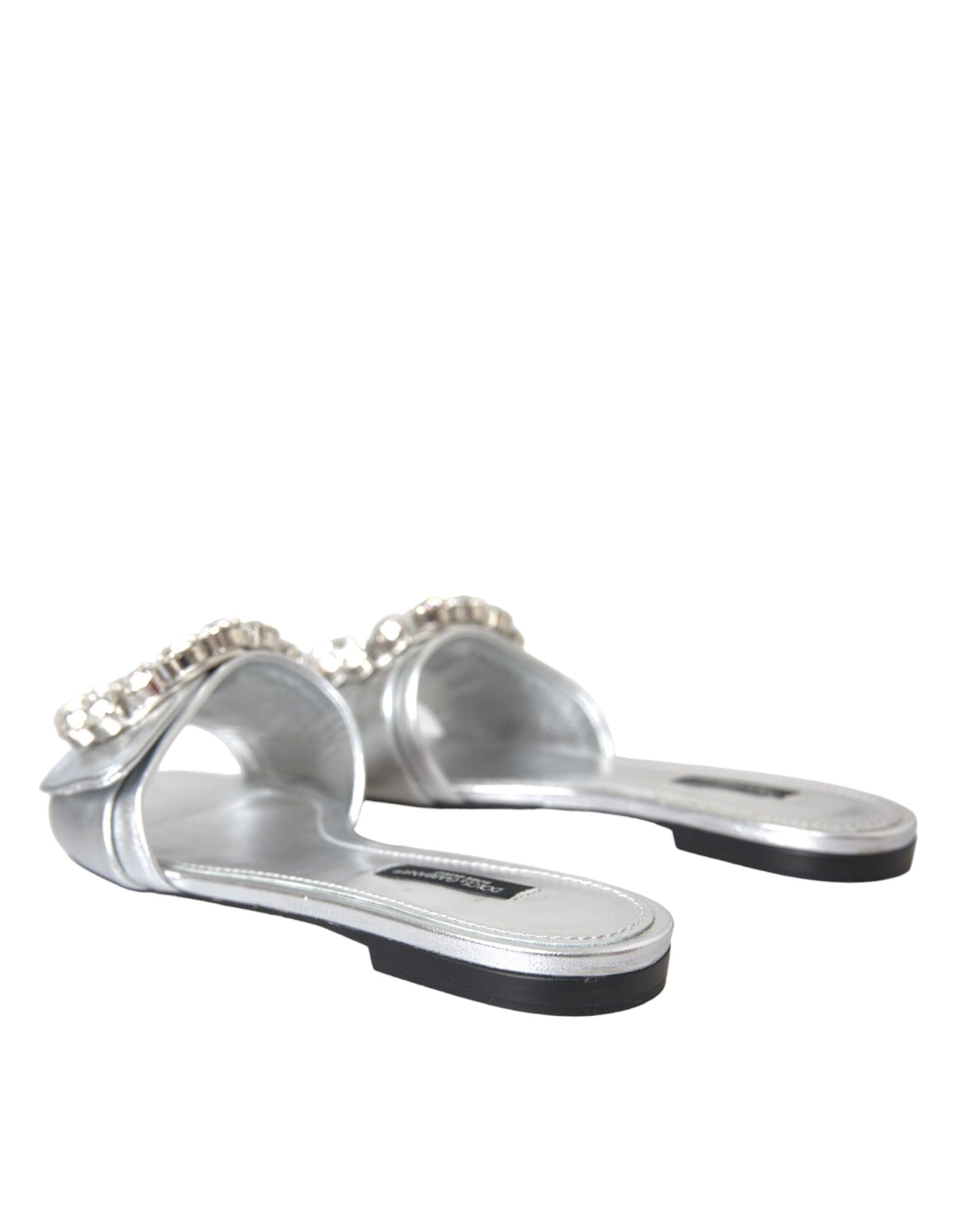  - Silver Crystal Leather Flats Sandals Shoes