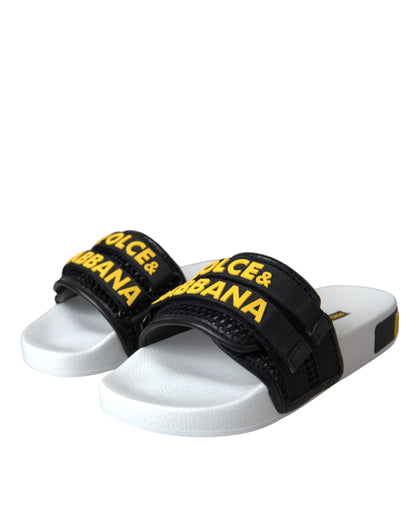  - White Black Logo Beachwear Flats Sandals Shoes