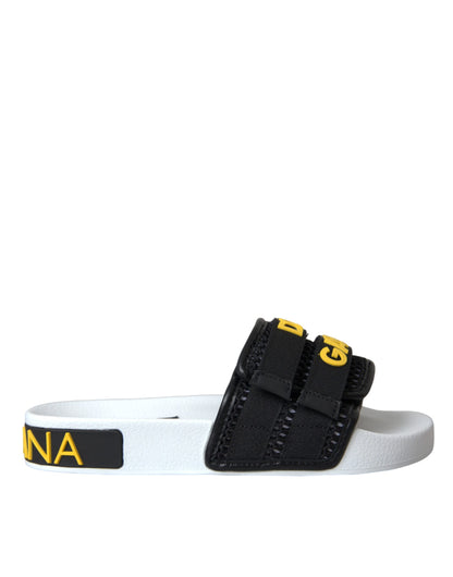  - White Black Logo Beachwear Flats Sandals Shoes