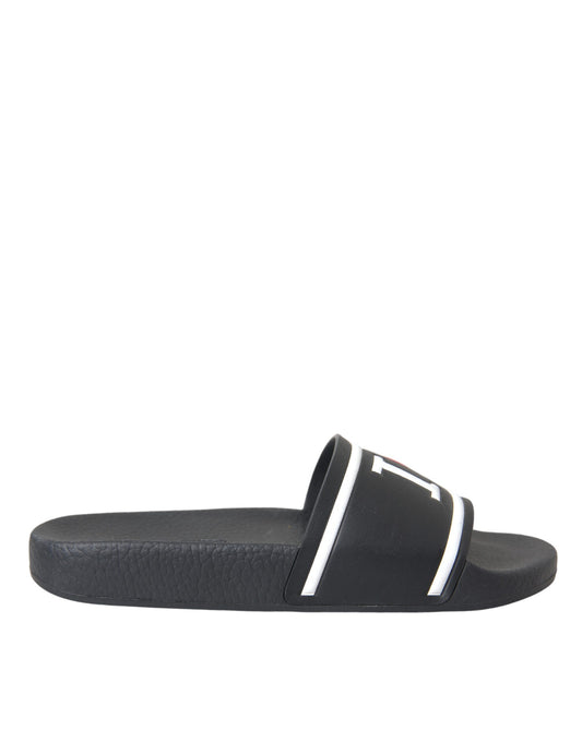  - Black Leather I Love D&G Sandals Slides Shoes