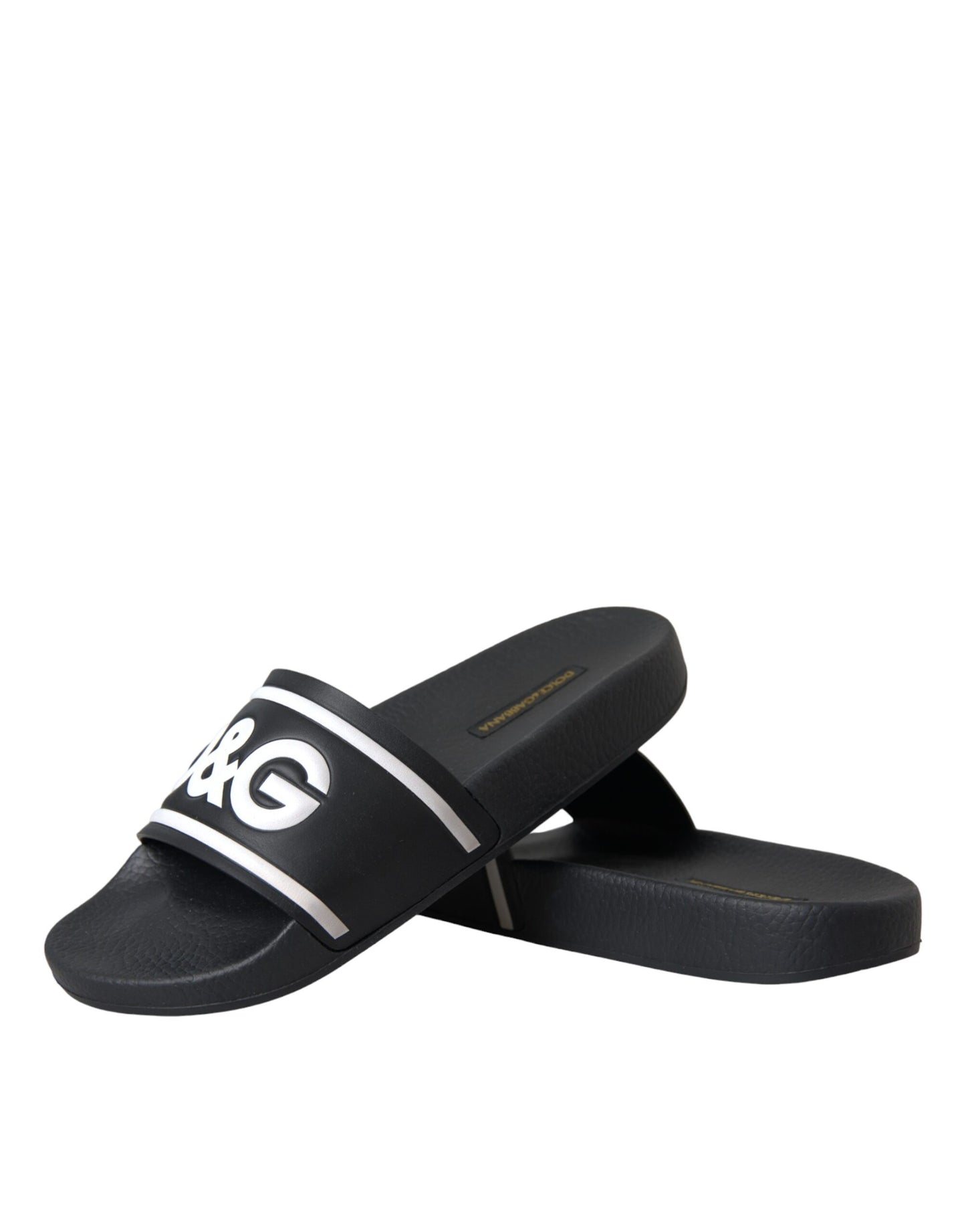  - Black Leather I Love D&G Sandals Slides Shoes