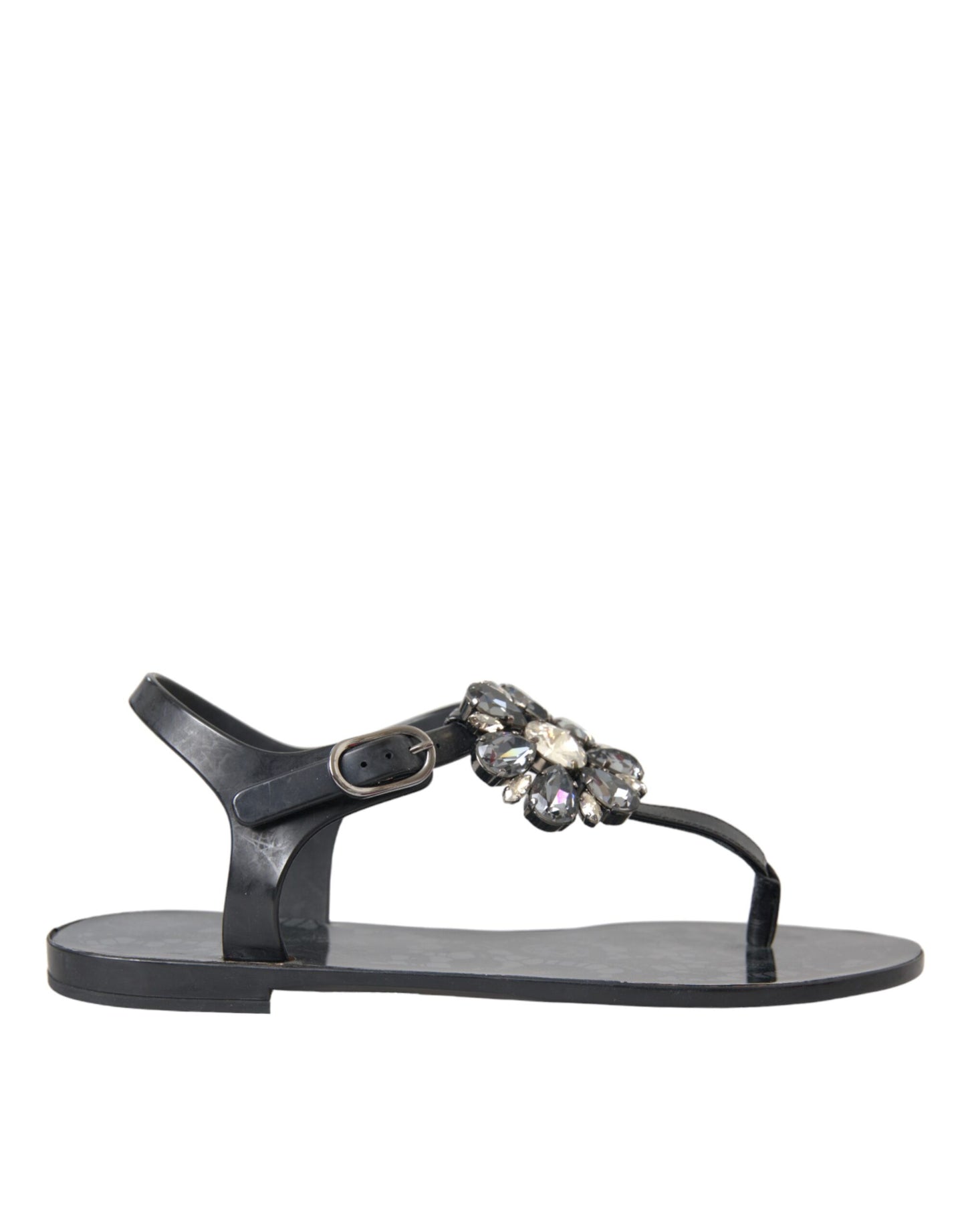  - Black Crystal Flats Sandals Flip Flops Shoes