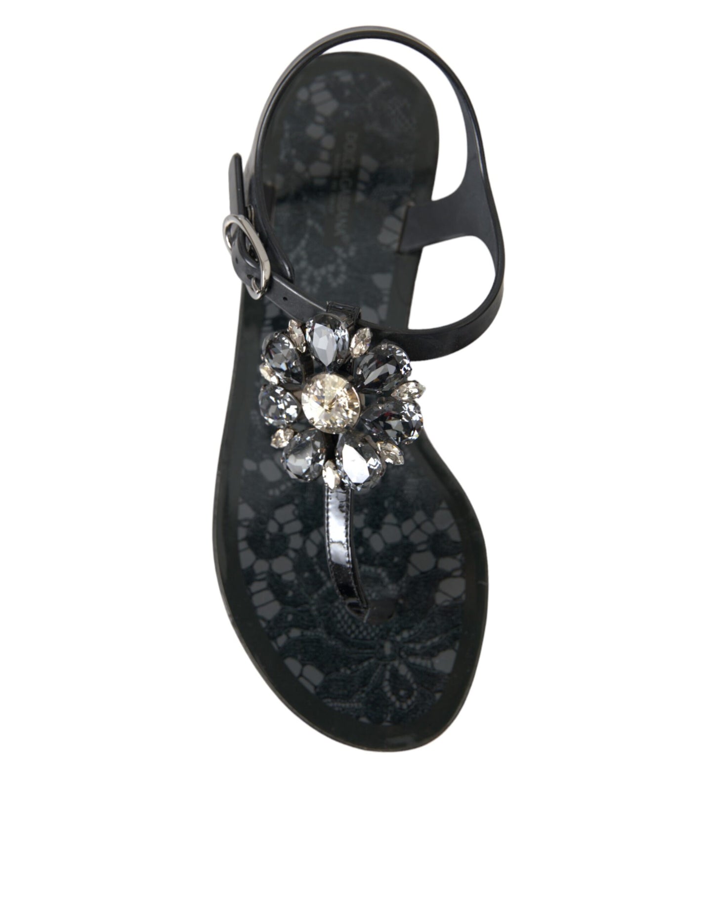  - Black Crystal Flats Sandals Flip Flops Shoes