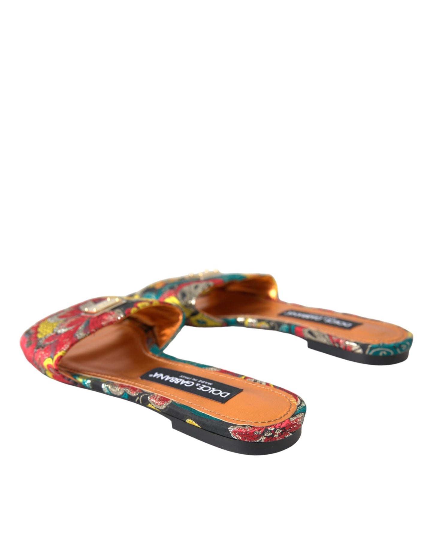  - Multicolor Floral Brocade Logo Flats Sandals Shoes