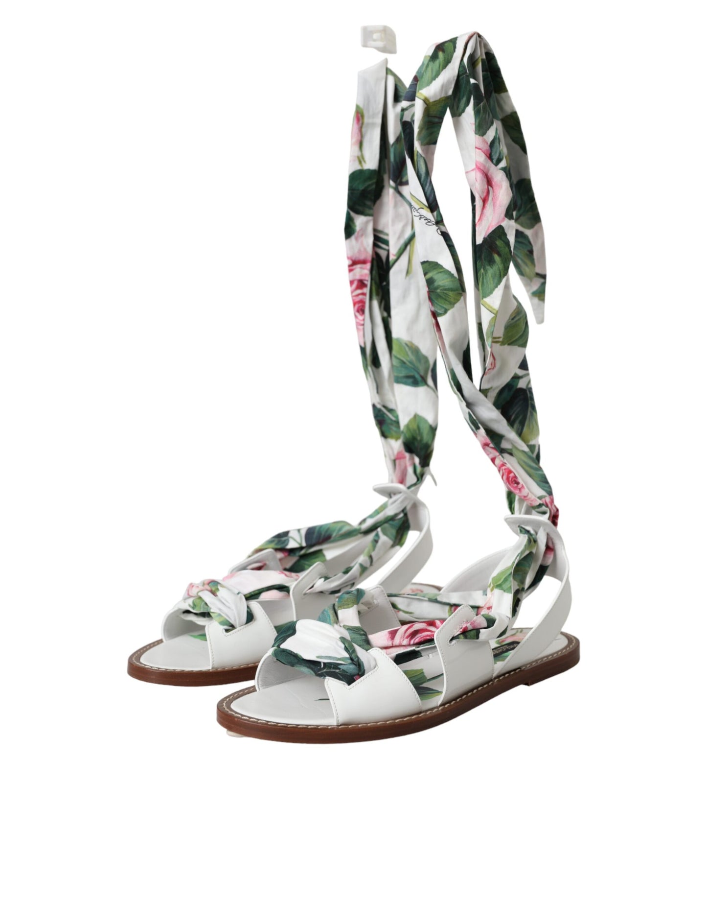  - Multicolor Floral Print Ankle Wrap Sandals Shoes