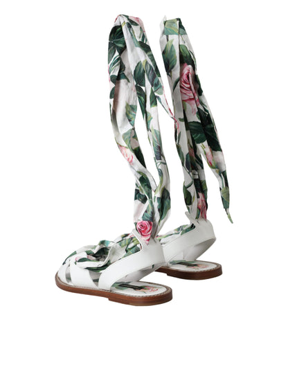  - Multicolor Floral Print Ankle Wrap Sandals Shoes