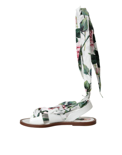  - Multicolor Floral Print Ankle Wrap Sandals Shoes