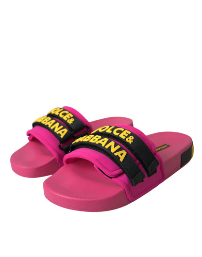  - Pink Black Logo Beachwear Flats Sandals Shoes