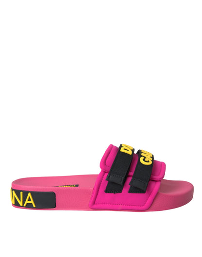  - Pink Black Logo Beachwear Flats Sandals Shoes