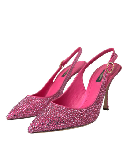  - Pink Strass Crystal Heels Slingbacks Shoes