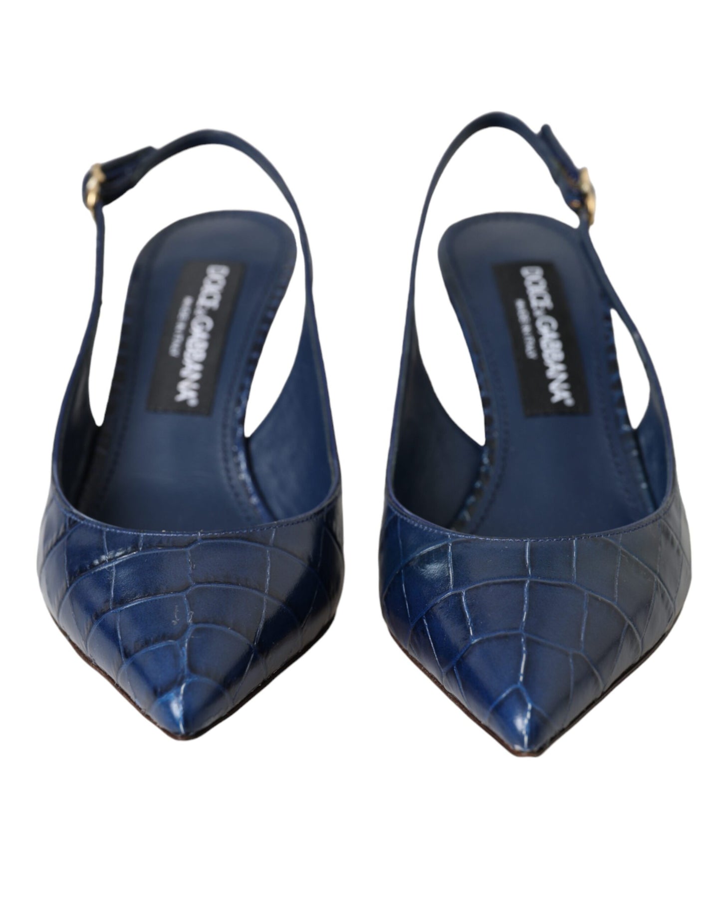  - Dark Blue Croc Leather Slingbacks Shoes