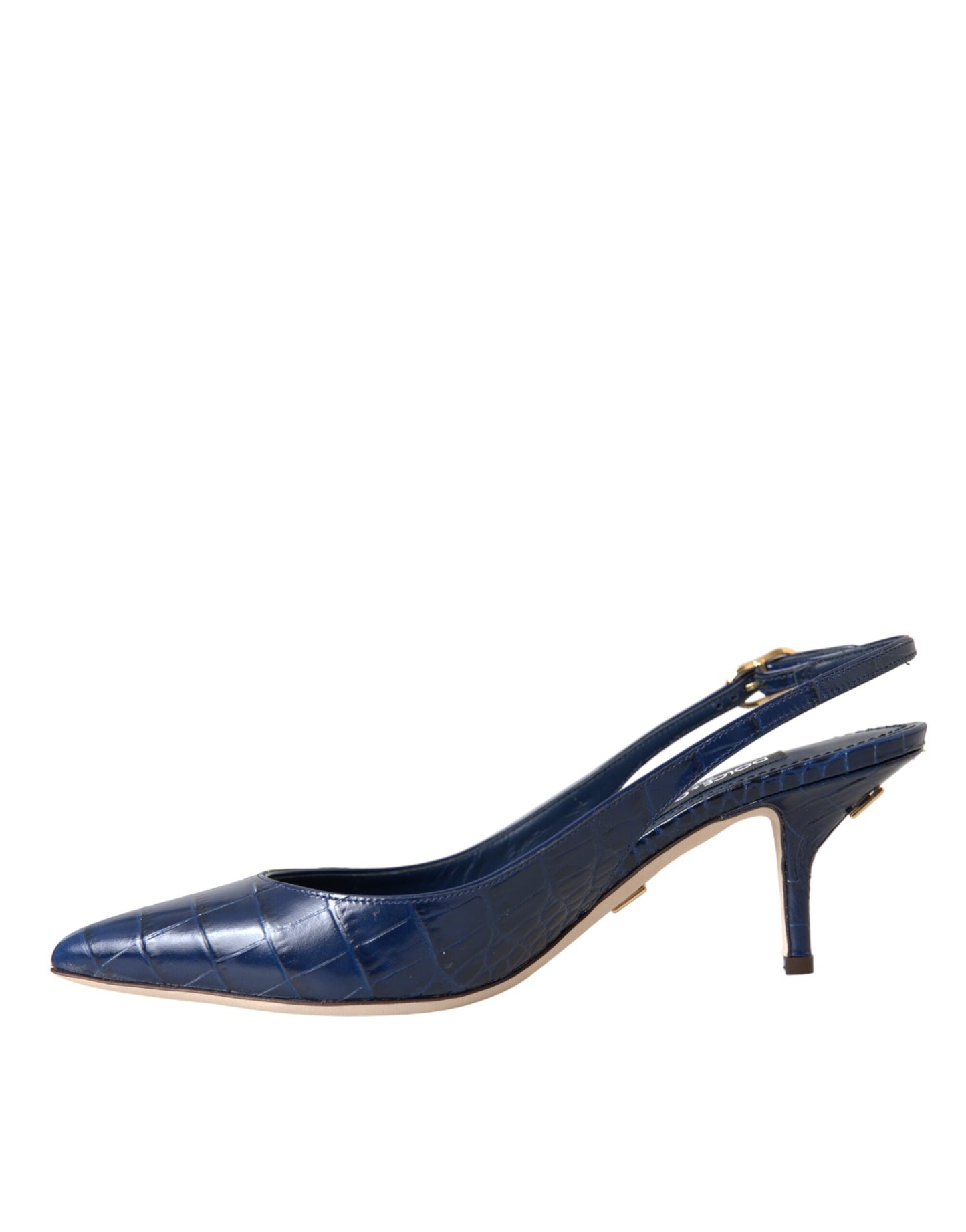  - Dark Blue Croc Leather Slingbacks Shoes