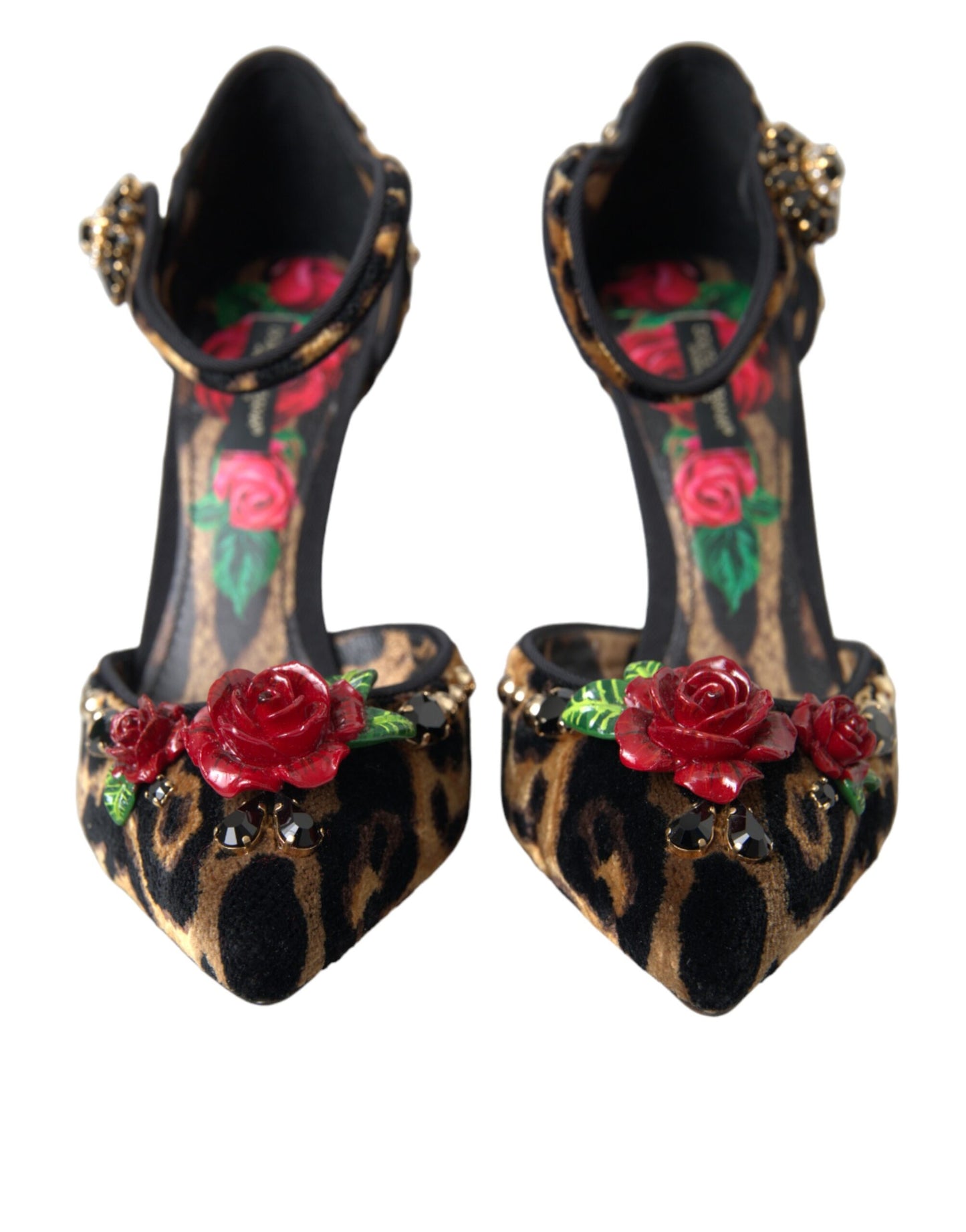  - Brown Leopard Floral Crystal Mary Janes Pumps Shoes