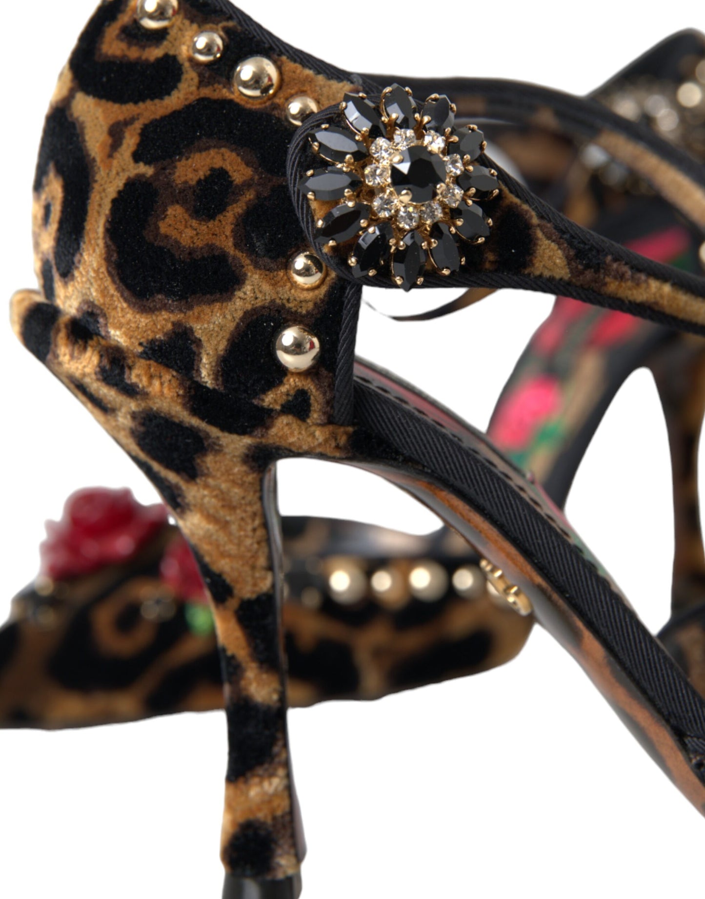  - Brown Leopard Floral Crystal Mary Janes Pumps Shoes