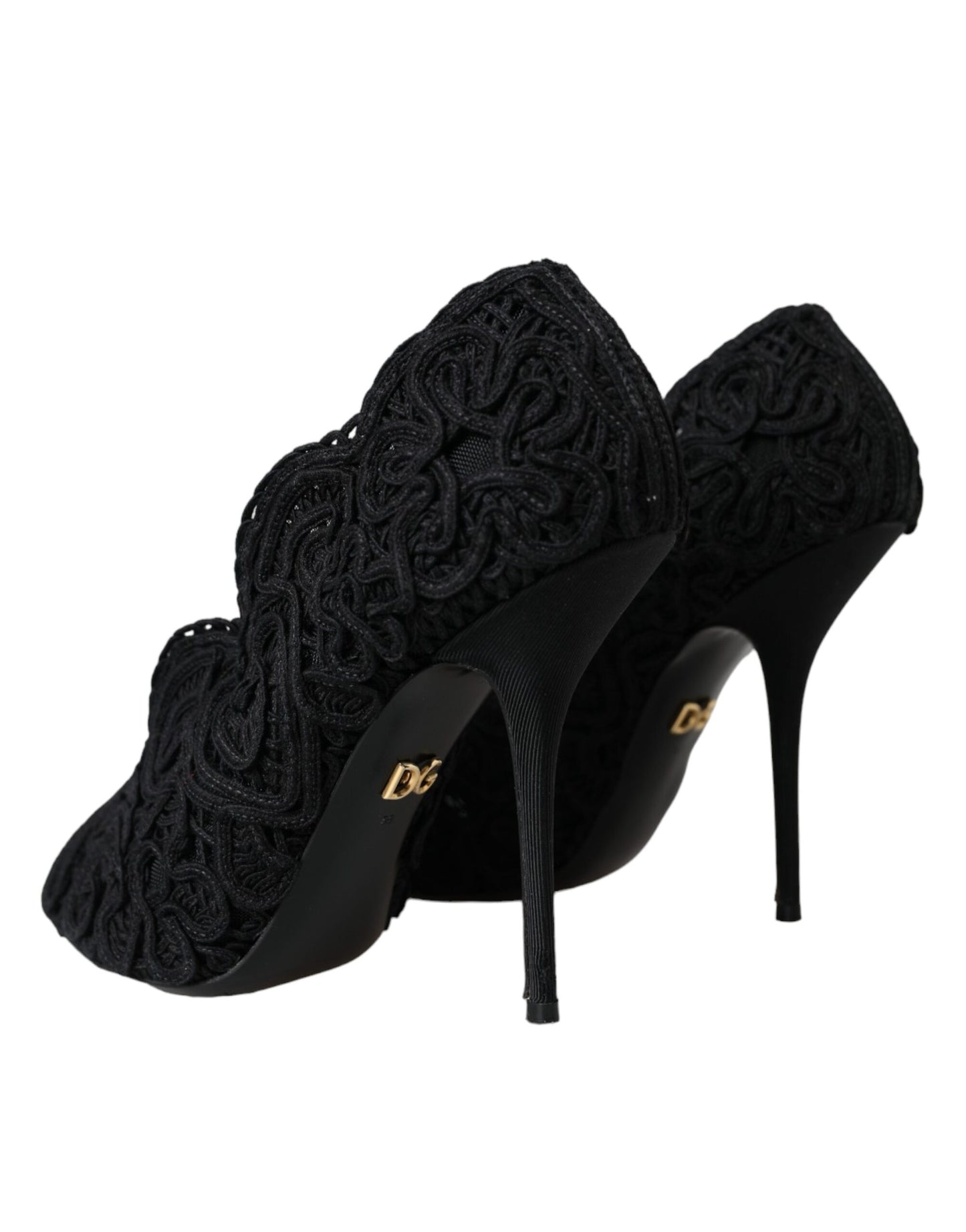 Black Cordonetto Ricamo Pump Open Toe Shoes - The Luxe Alliance