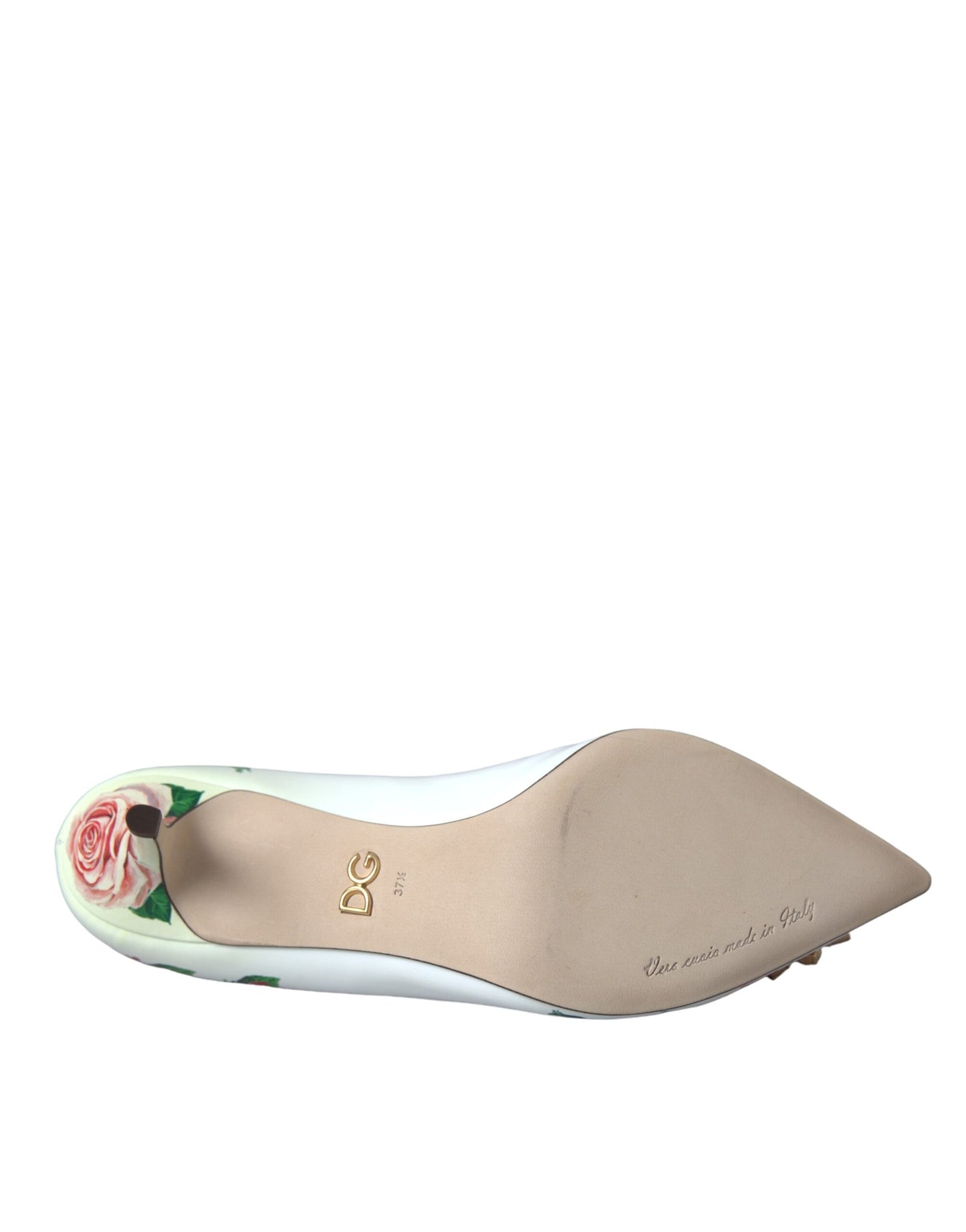  - White Leather Roses Crystal Bellucci Pumps Shoes