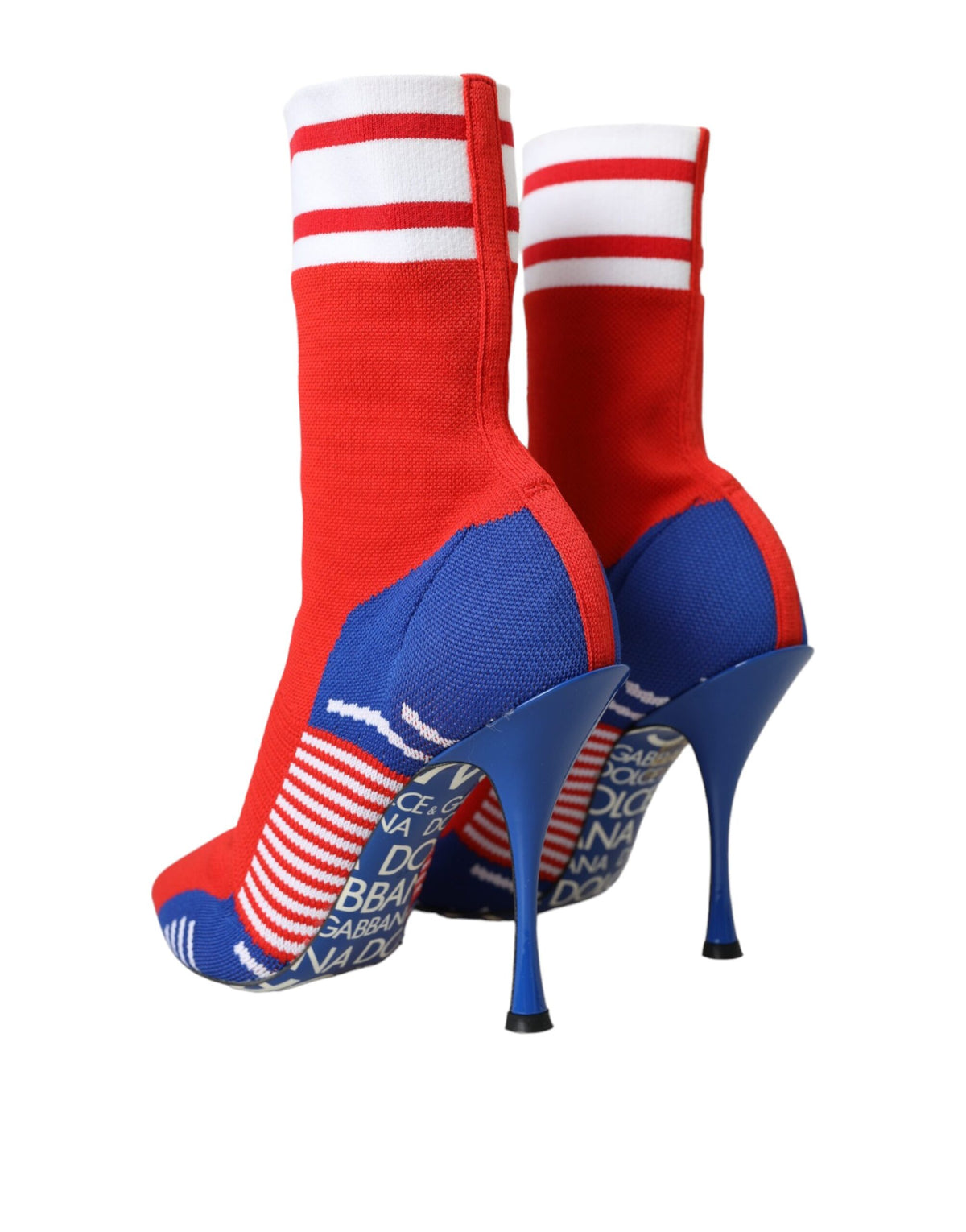 Dolce & Gabbana Red Blue Stretch Sock Style Ankle Boots