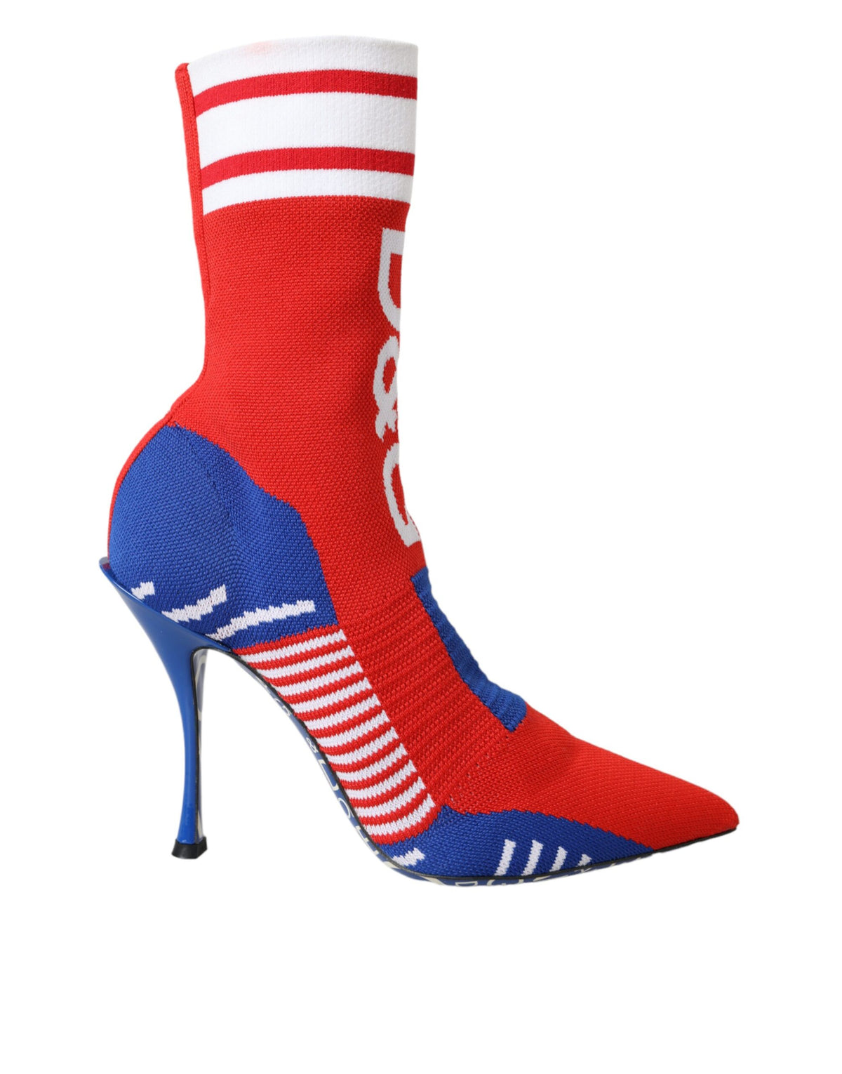 Dolce & Gabbana Red Blue Stretch Sock Style Ankle Boots