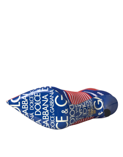 Dolce & Gabbana Red Blue Stretch Sock Style Ankle Boots