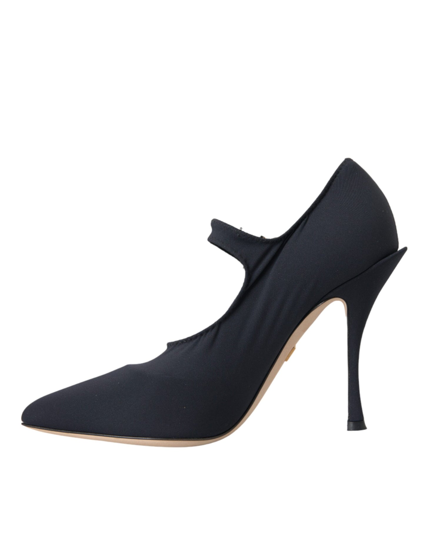  - Black Mary Jane Jersey Crystal Pumps Shoes