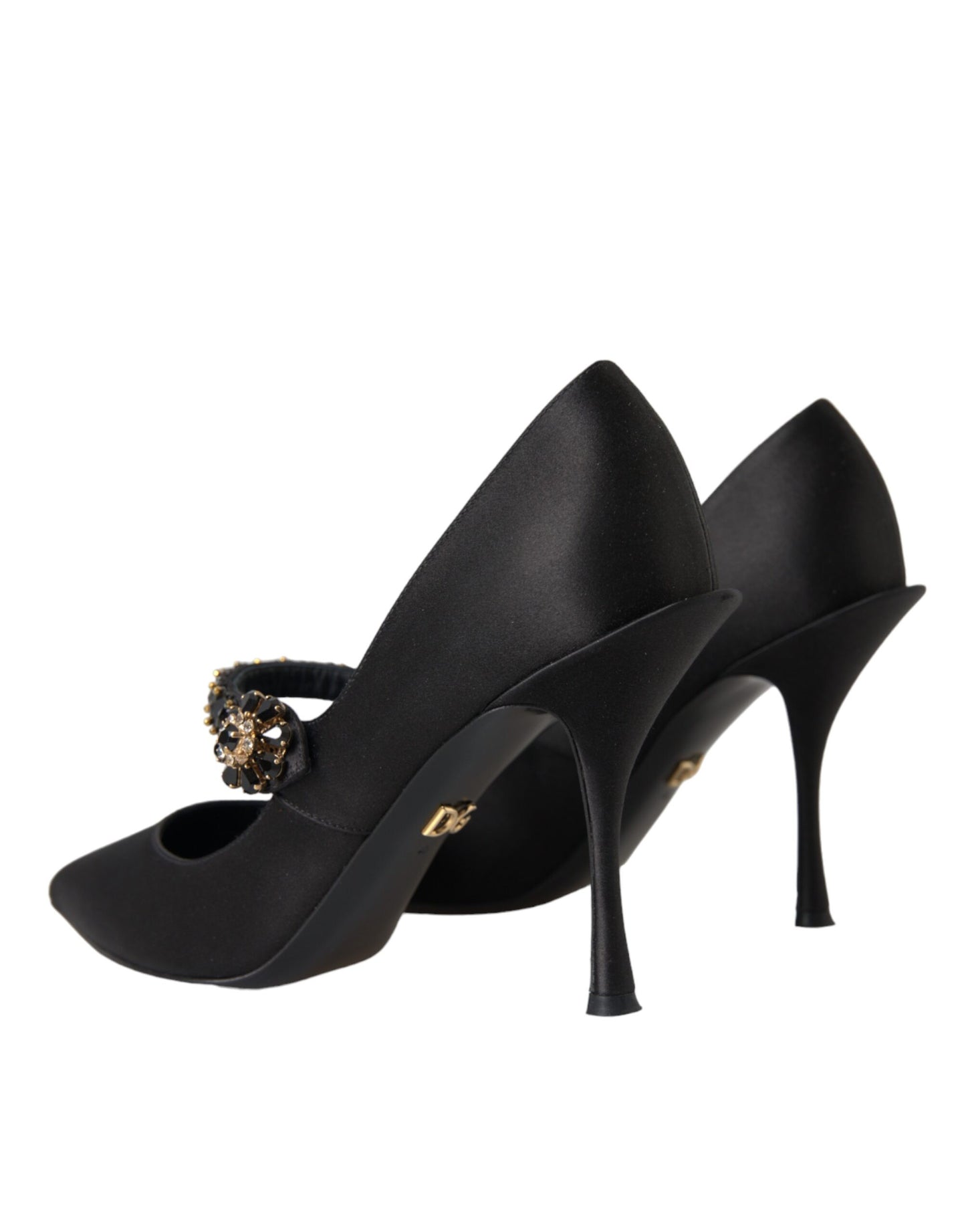  - Black Mary Jane Crystal Heels Pumps Shoes