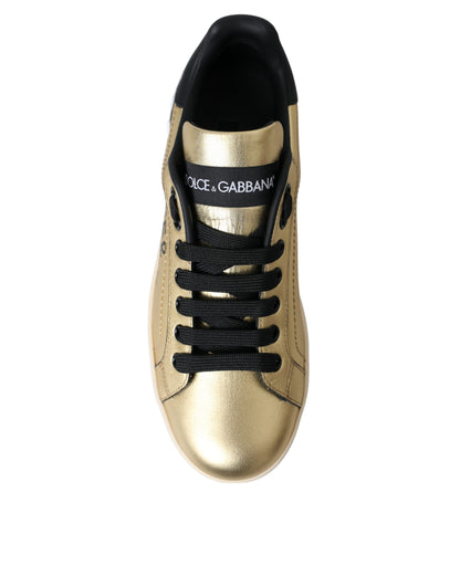 Gold Portofino Calf Leather Sneakers Women Shoes