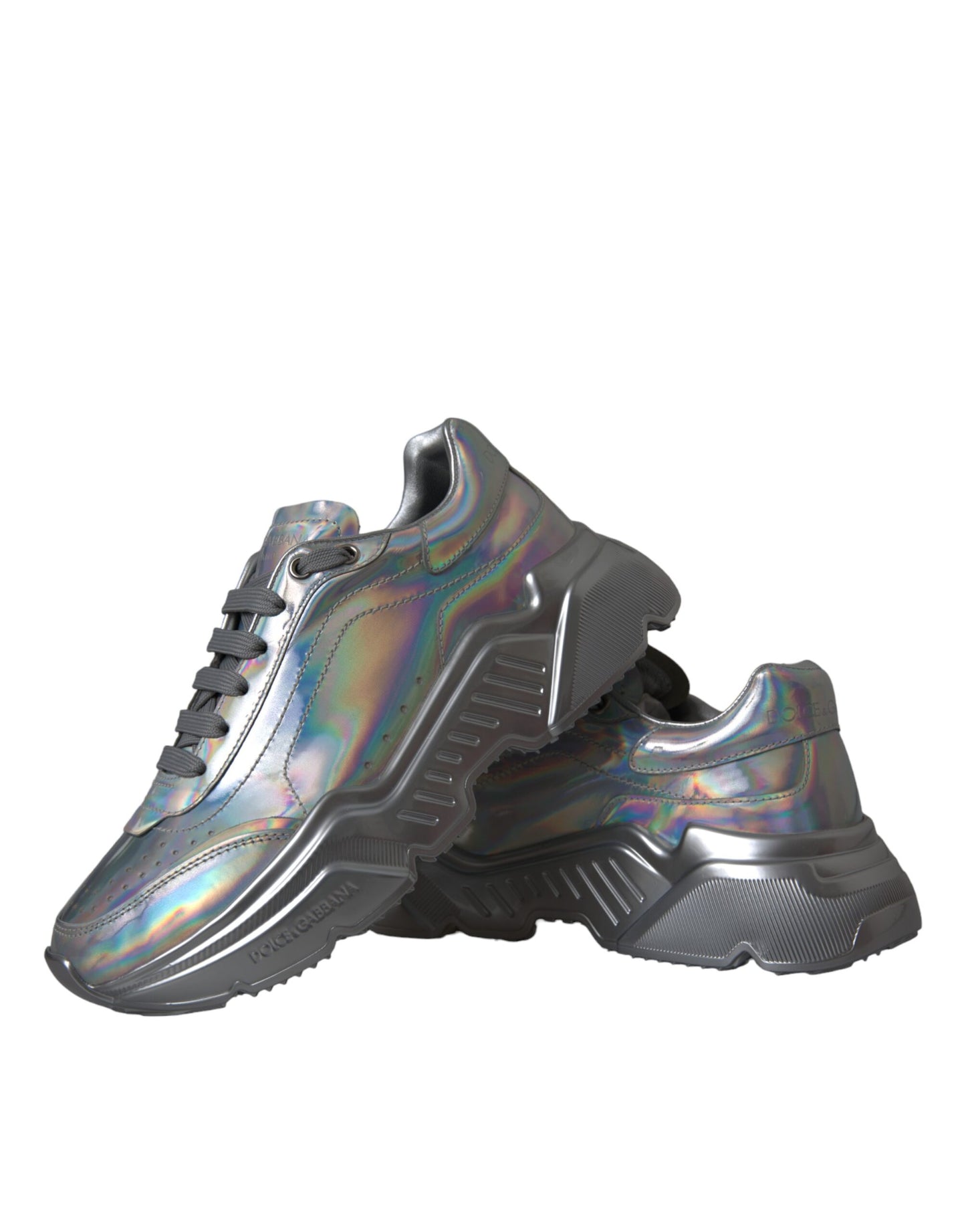  - Silver Iridescent DAYMASTER Leather Sneakers Shoes