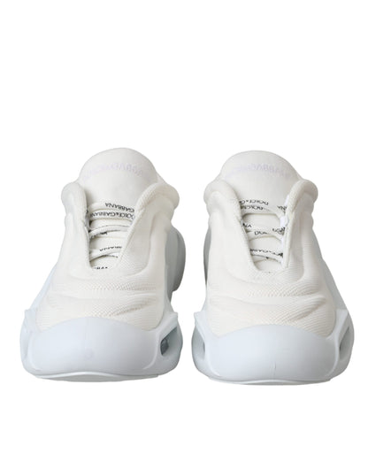  - White Padded Fabric Wave Low Top Sneakers Shoes