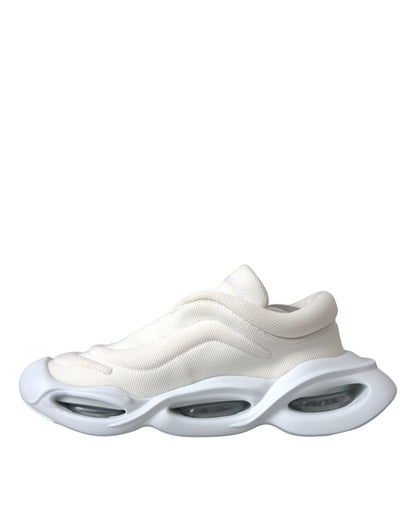  - White Padded Fabric Wave Low Top Sneakers Shoes