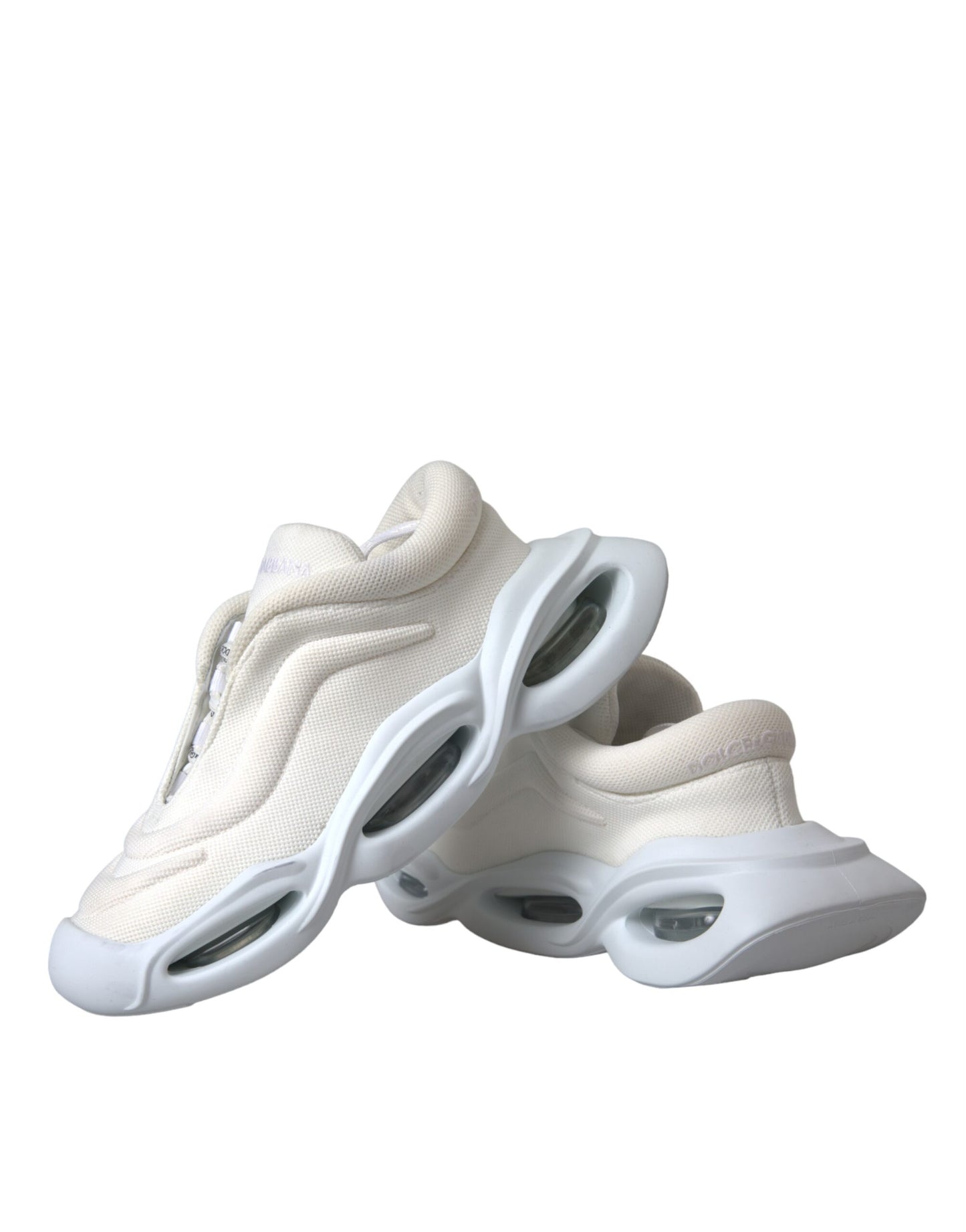  - White Padded Fabric Wave Low Top Sneakers Shoes