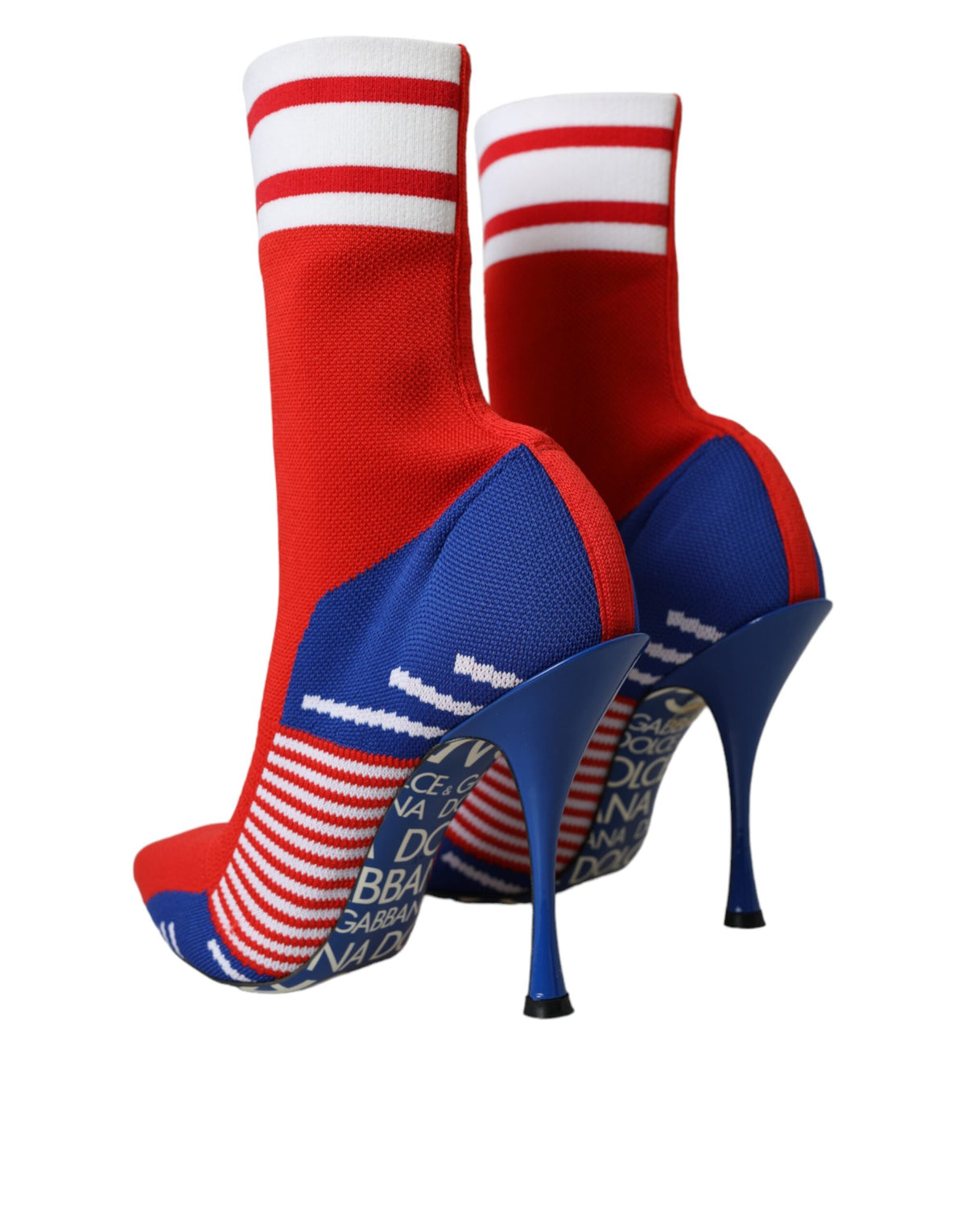 Dolce & Gabbana Red Blue Stretch Sock Style Short Boots