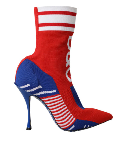  - Red Blue Stretch Sock Style Short Boots Logo Shoes