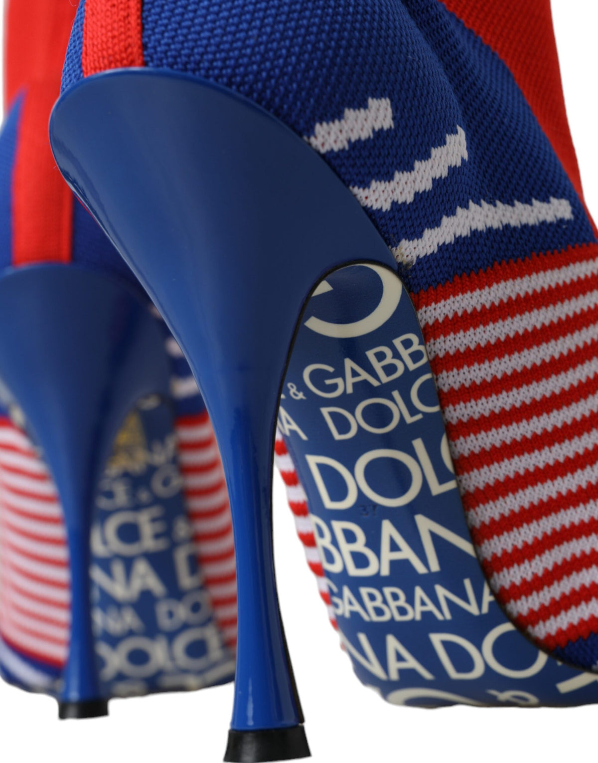 Dolce & Gabbana Red Blue Stretch Sock Style Short Boots