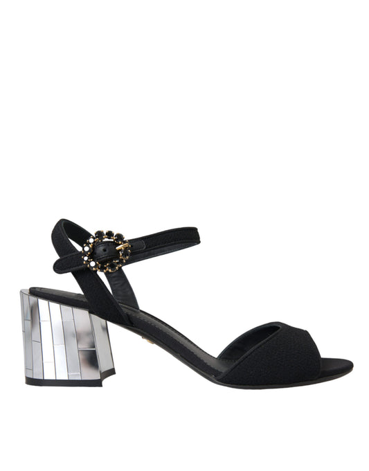  - Black Crystal Ankle Strap Keira Sandal Shoes