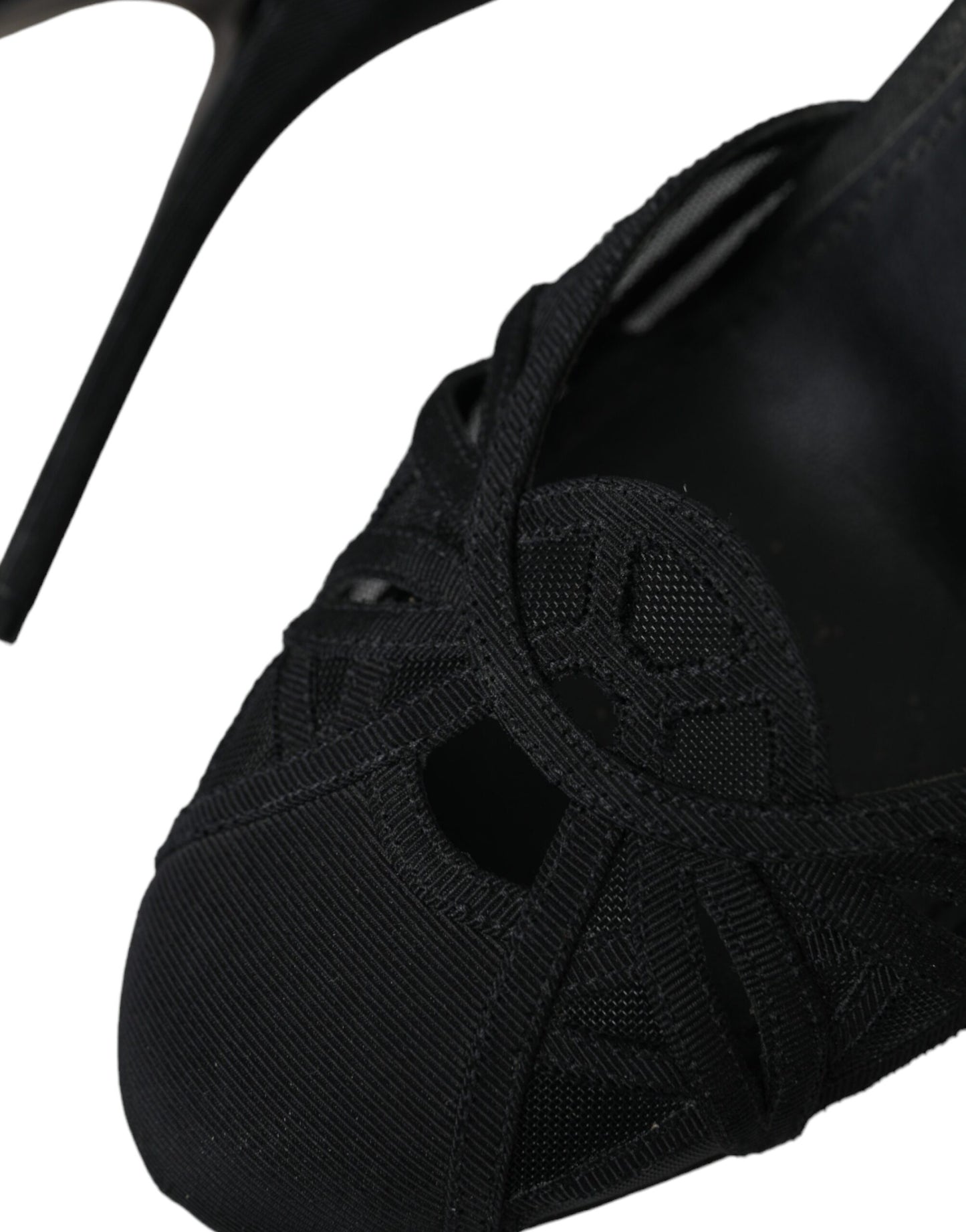  - Black Mesh Ankle Strap Heels Sandals Shoes